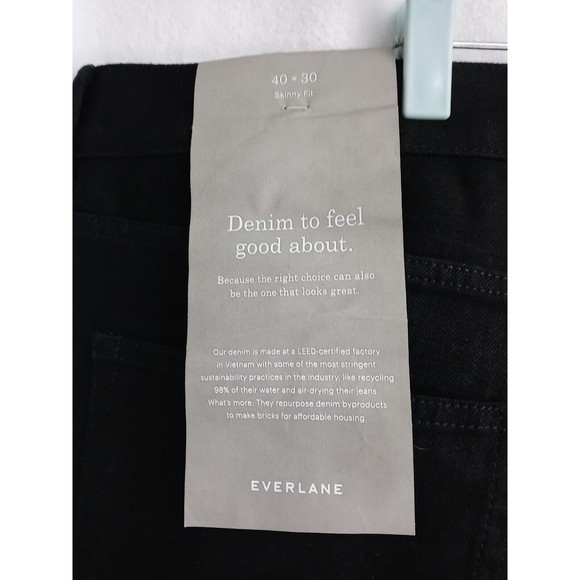 Everlane Black The Skinny Jean 5 Pocket Cotton Elastane Mens Size 40x30 NWT - Picture 10 of 10